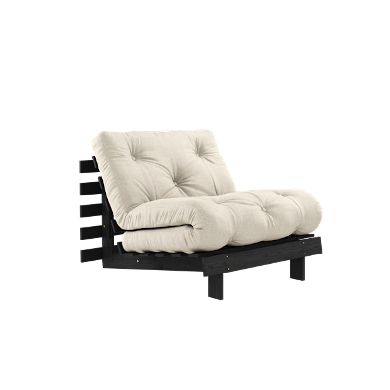 Roots Sofa Bed With Mattress 90x200 Black Night/Linen
