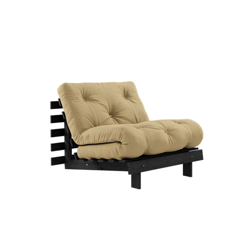 Roots Sofa Bed With Mattress 90x200 Black Night/Wheat Beige