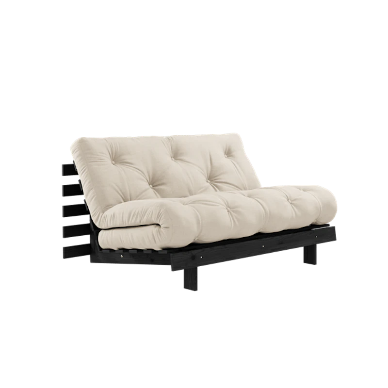 Roots Sofa Bed With Roots Mattress 140x200 Beige/ Black Lacquered
