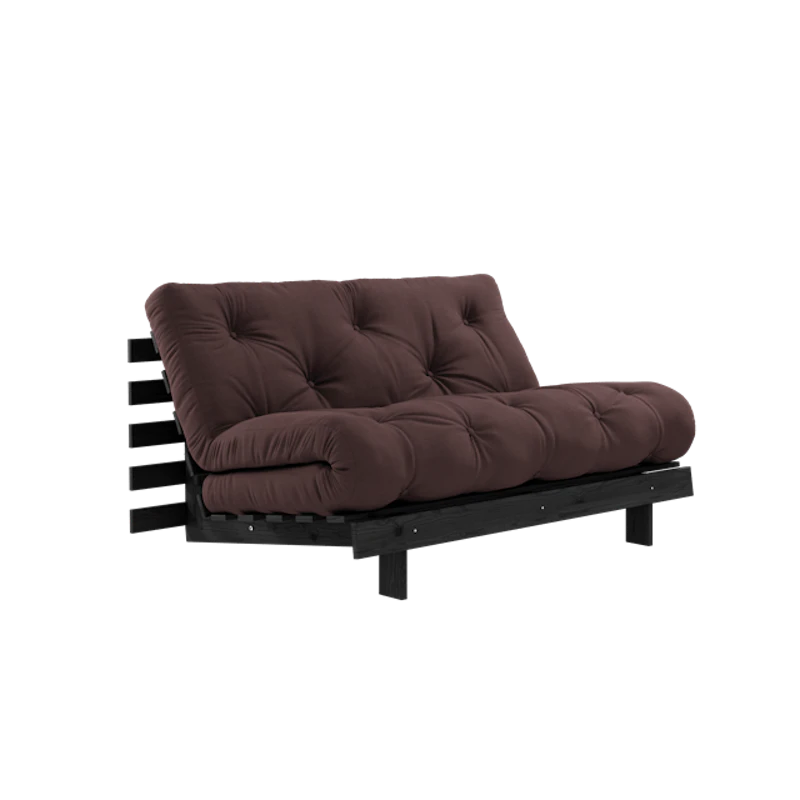 Roots Sofa Bed With Roots Mattress 140x200 Brown/ Black Lacquered