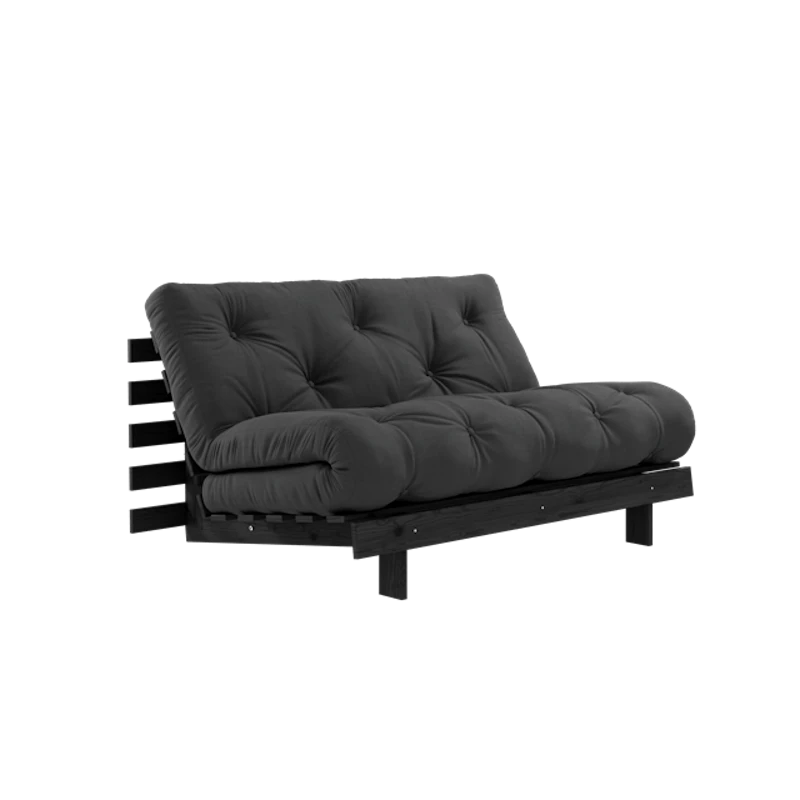 Roots Sofa Bed With Roots Mattress 140x200 Dark Grey/Black Lacquered