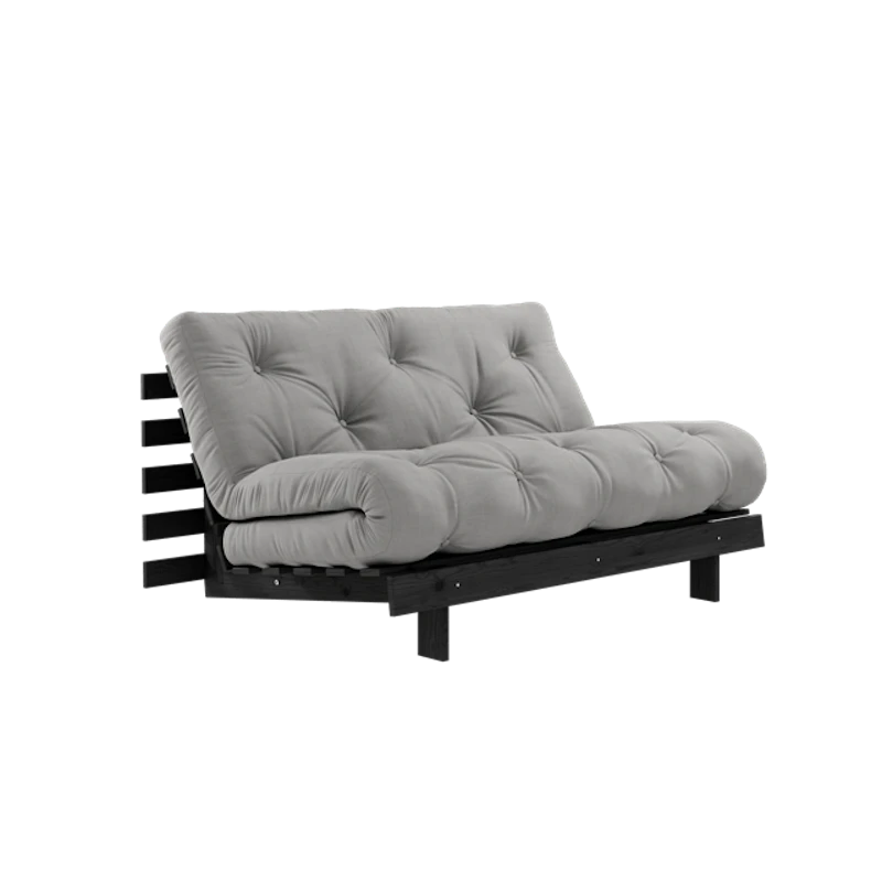 Roots Sofa Bed With Roots Mattress 140x200 Gray/ Black Lacquered