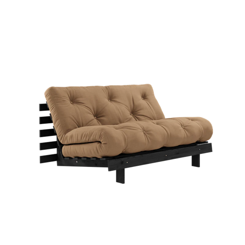 Roots Sofa Bed With Roots Mattress 140x200 Mocca/Black Lacquered