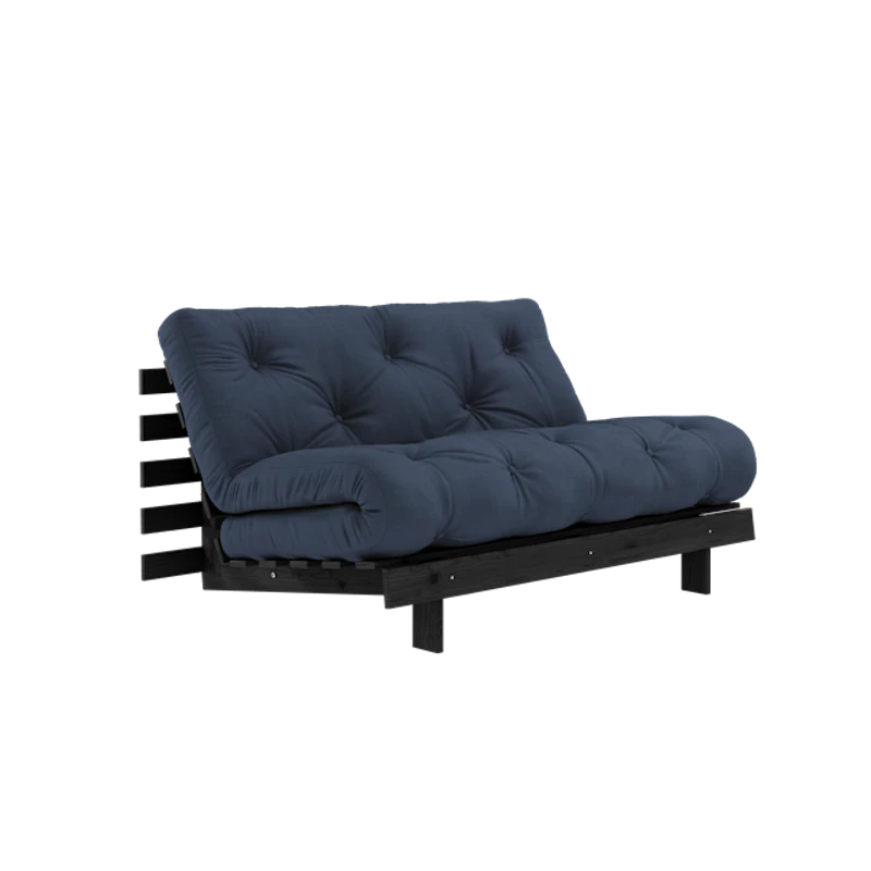 Roots Sofa Bed With Roots Mattress 140x200 Navy/Black Lacquered