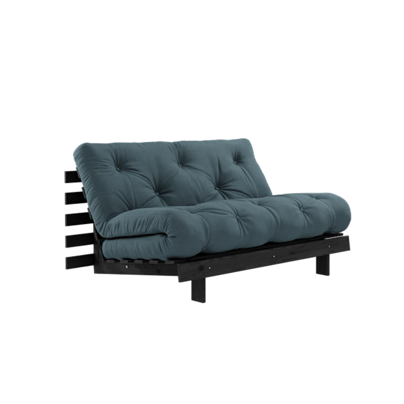 Roots Sofa Bed With Roots Mattress 140x200 Petroleum/Black Lacquered