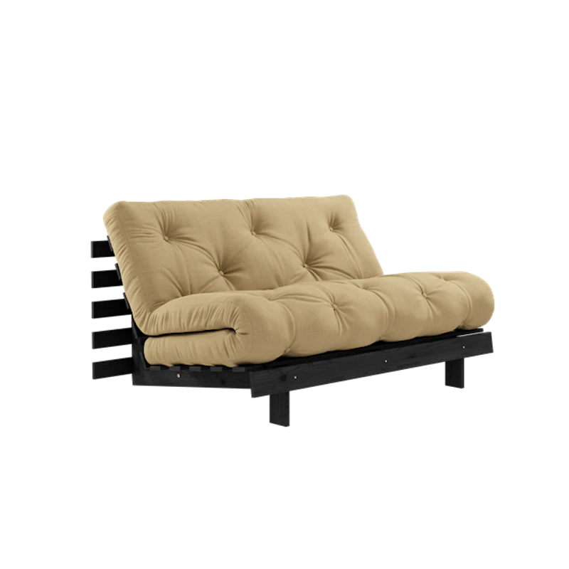 Roots Sofa Bed With Roots Mattress 140x200 Wheat Beige/ Black Lacquered