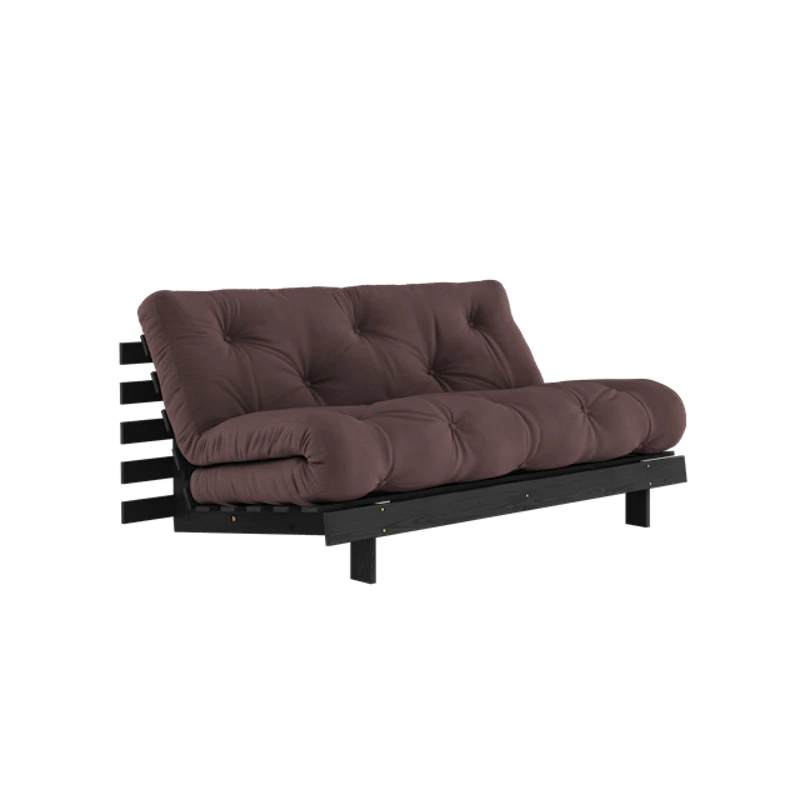 Roots Sofa Bed With Roots Mattress 160x200 Brown/ Black Lacquered