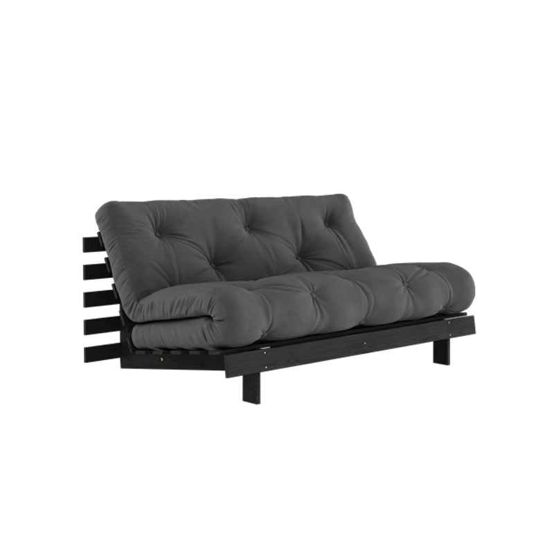Roots Sofa Bed With Roots Mattress 160x200 Dark Grey/Black Lacquered