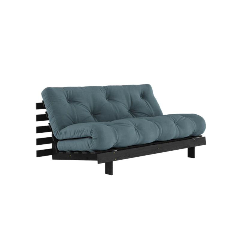 Roots Sofa Bed With Roots Mattress 160x200 Petroleum/Black Lacquered