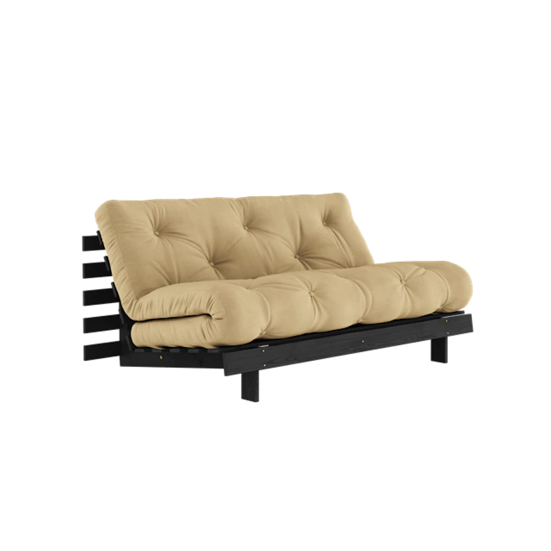 Roots Sofa Bed With Roots Mattress 160x200 Wheat Beige/ Black Lacquered
