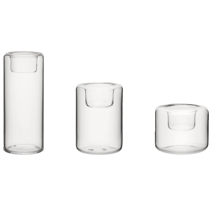 Happy Kerzenhalter 3 Teile, Transparent