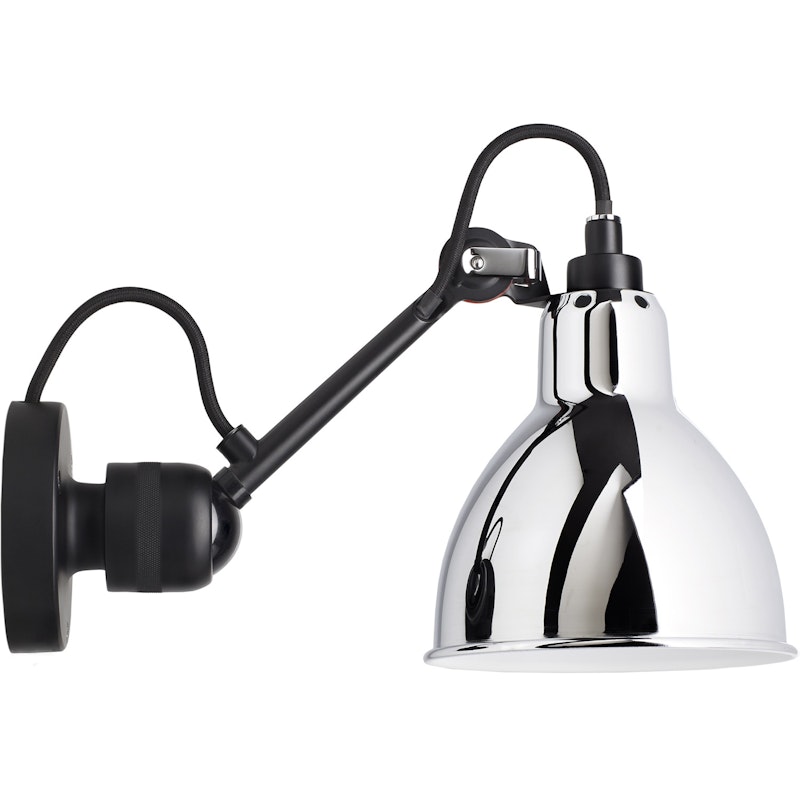 La Lampe Gras N°304 Wandleuchte mit Kordel, Schwarz / Chrom