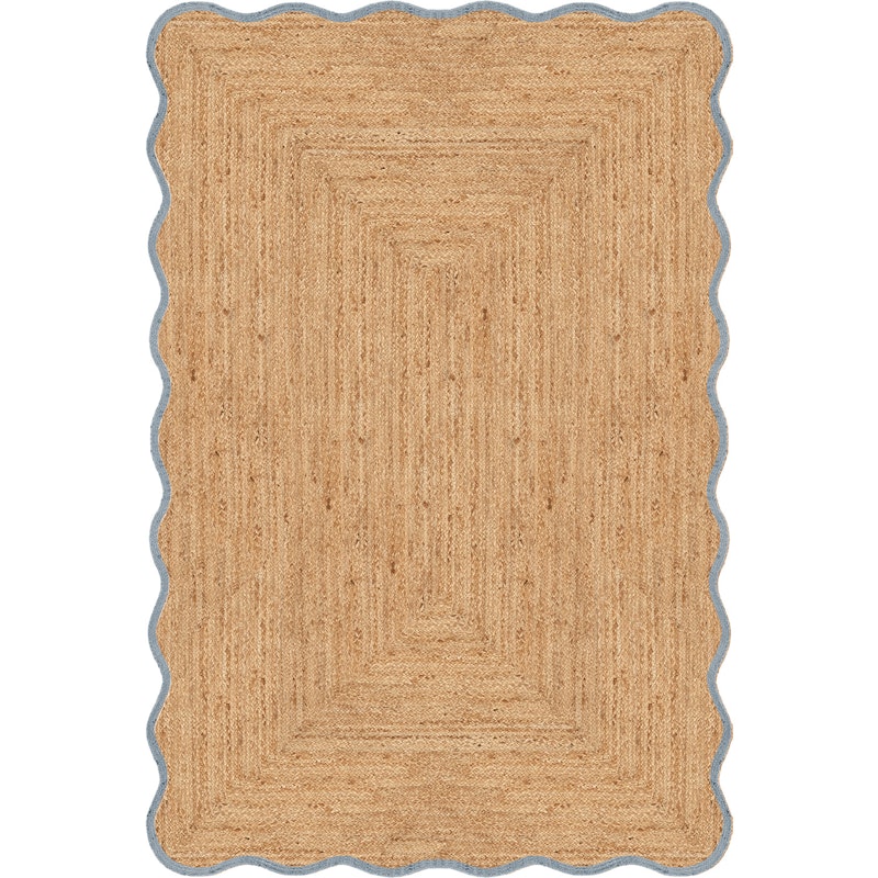 Scallop Juteteppich 140x200 cm, Misty Blue