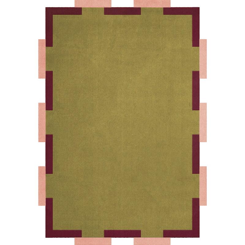 Teklan Fregio Wollteppich 250x350 cm, Olive / Blush