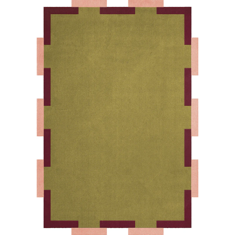 Teklan Fregio Wollteppich 250x350 cm, Olive / Blush