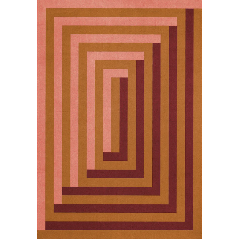 Teklan Labyrinth Wollteppich 200x300 cm, Korallenfarben / Rosa