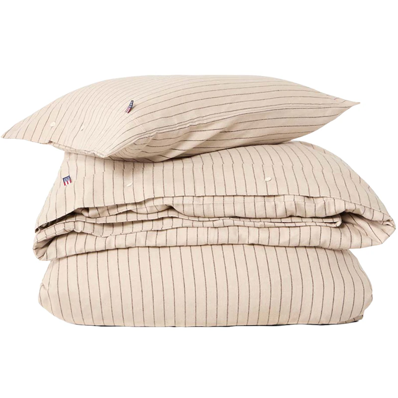 Pinstriped Bettwäsche 150x210 + 50x60 cm, Beige / Braun