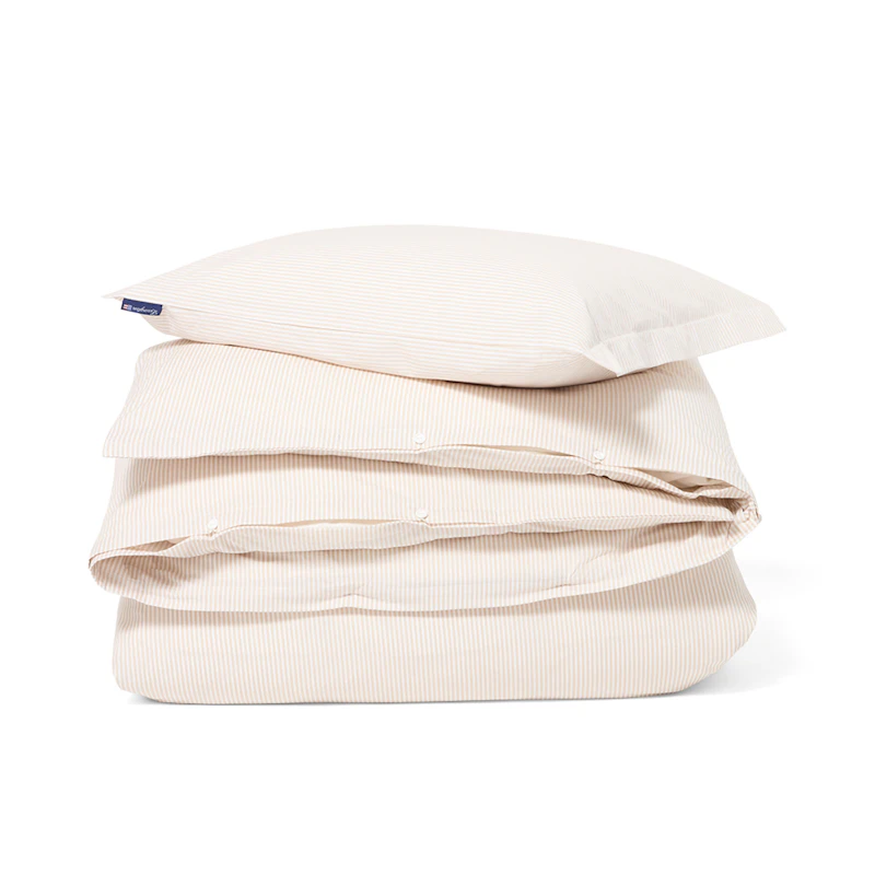 Bettbezug Gestreift 220x220 cm, Beige / Weiß