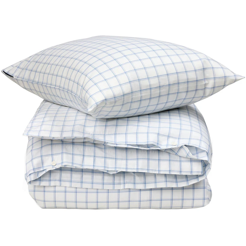 Check Lyocell Oxford Bettwäscheset 220X220 + 50x60x2 cm, Weiß/Blau