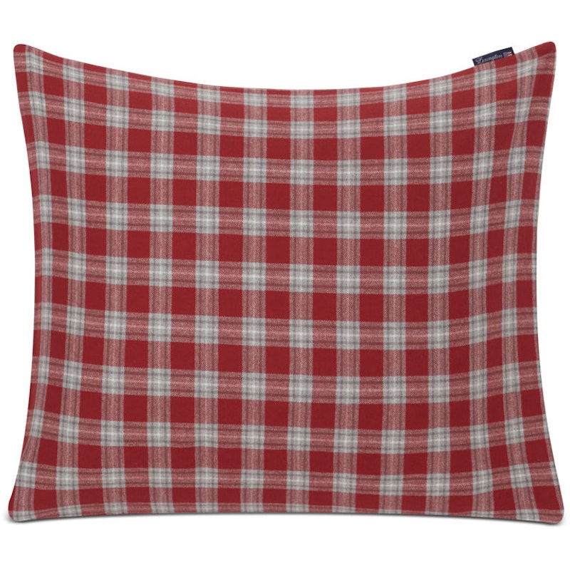 Checked Cotton Flannel Kissenbezug 50x60 cm, Grau / Weiß / Rot