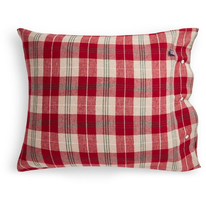 Checked Cotton Flannel Pillowcase Kissenbezug Weiß / Grün / Beige / Rot, 50x60 cm