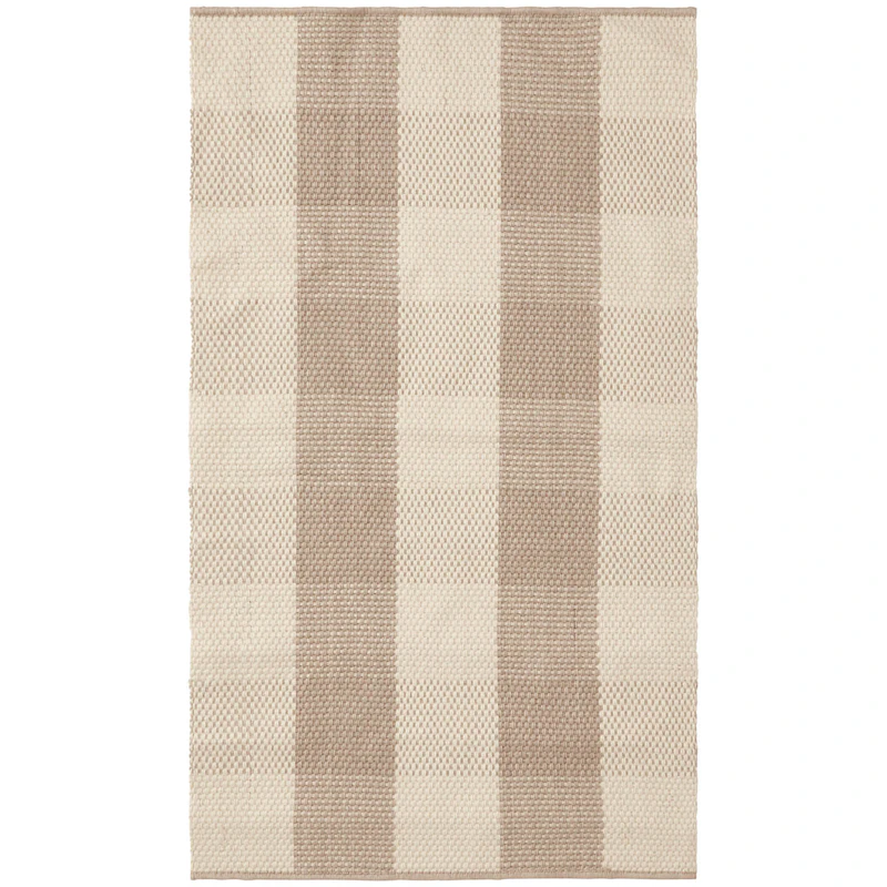 Checked Jute Teppich 70x130 cm, Beige/Natürlich