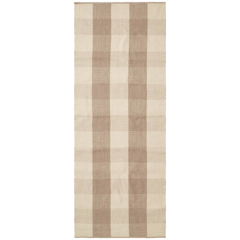 Checked Jute Teppich 80x220 cm, Beige/Natur