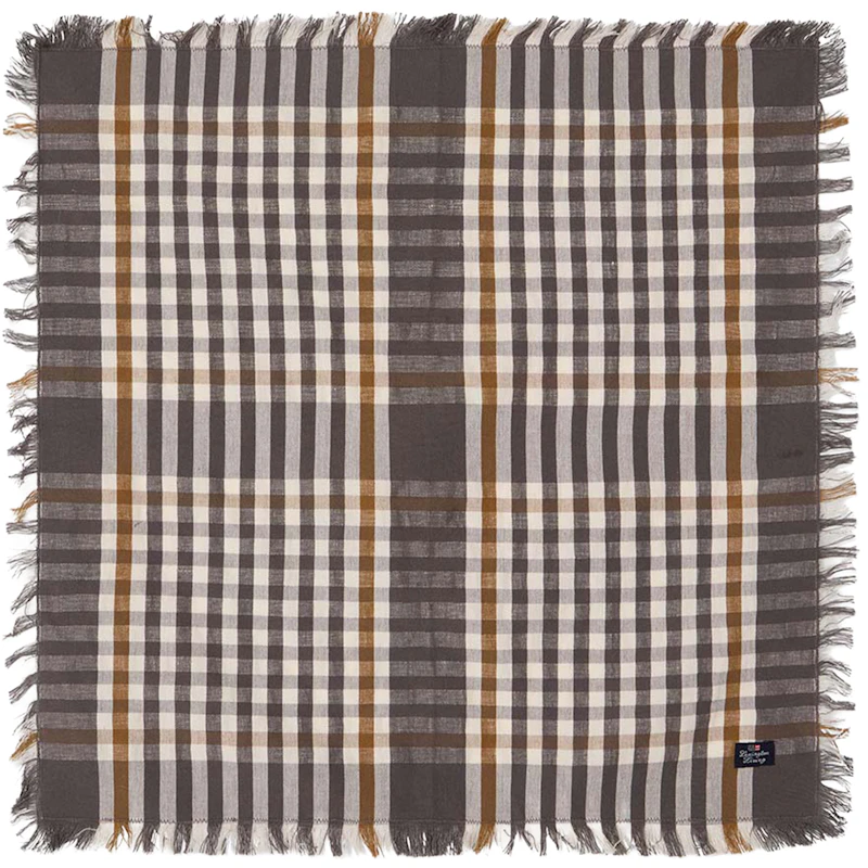 Checked Serviette 50x50 cm, Grau / Weiß / Fudge