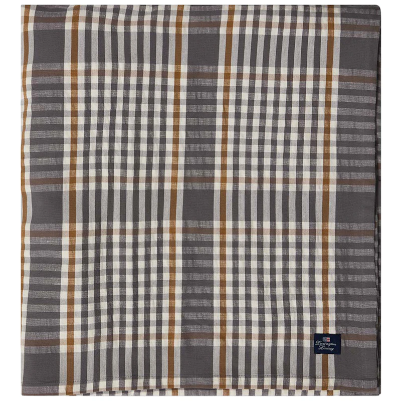 Checked Tischdecke 150x350 cm, Grau / Weiß / Fudge