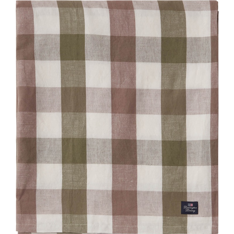 Checked Linen/Cotton Tischdecke 150x250 cm, Braun/Olive