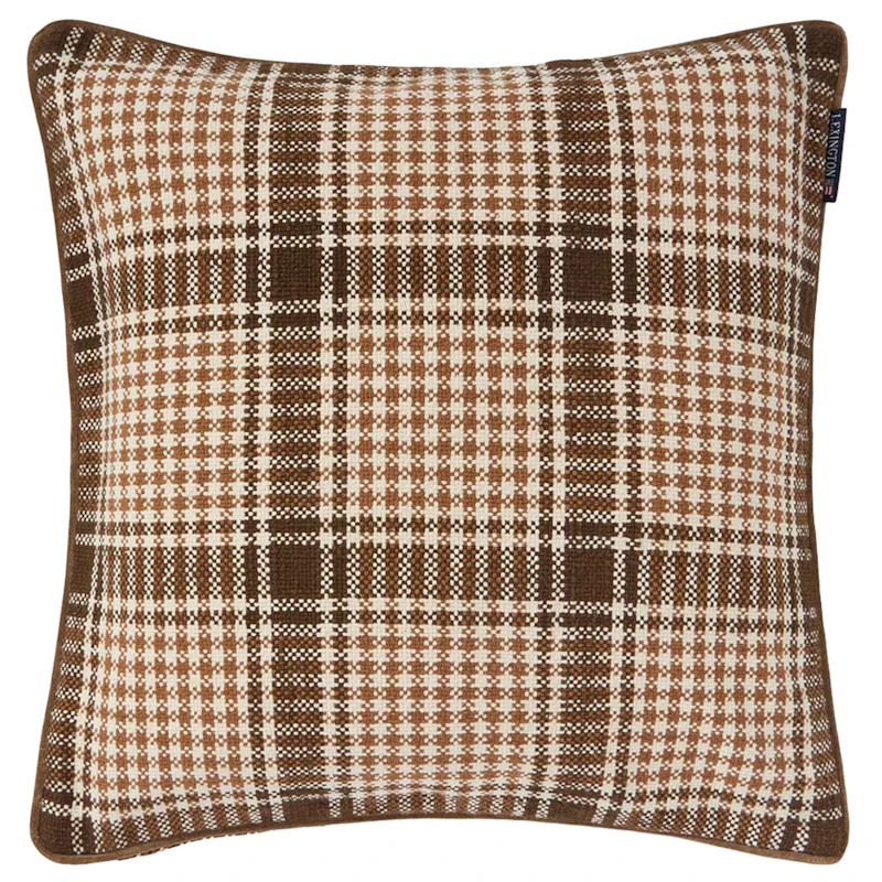 Checked Kissenbezug 50x50 cm, Braun / Fudge / Hellbeige