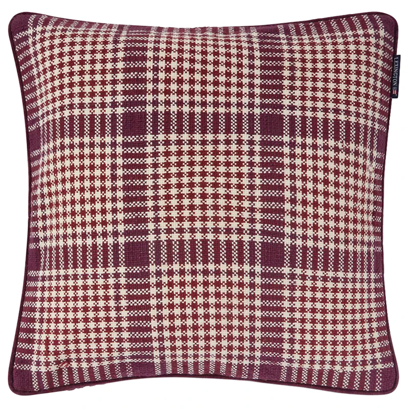 Checked Kissenbezug 50x50 cm, Feigen / Burgunderrot / Hellbeige
