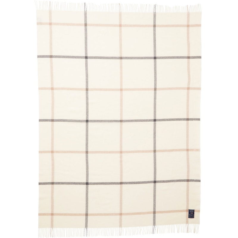 Checked Recycled Wool Decke 130x170 cm, Altweiß / Grau / Beige