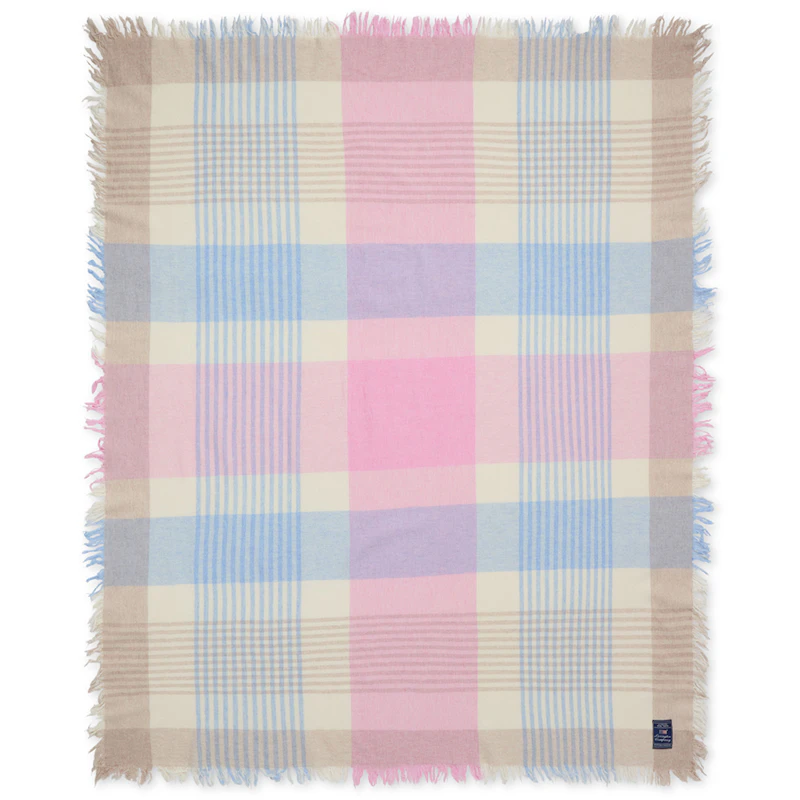 Decke Kariert 130x170 cm, Rosa / Blau / Beige