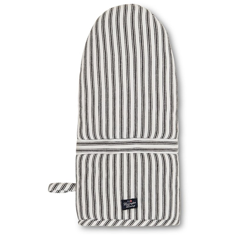 Icons Herringbone Striped Ofenhandschuh, Schwarz