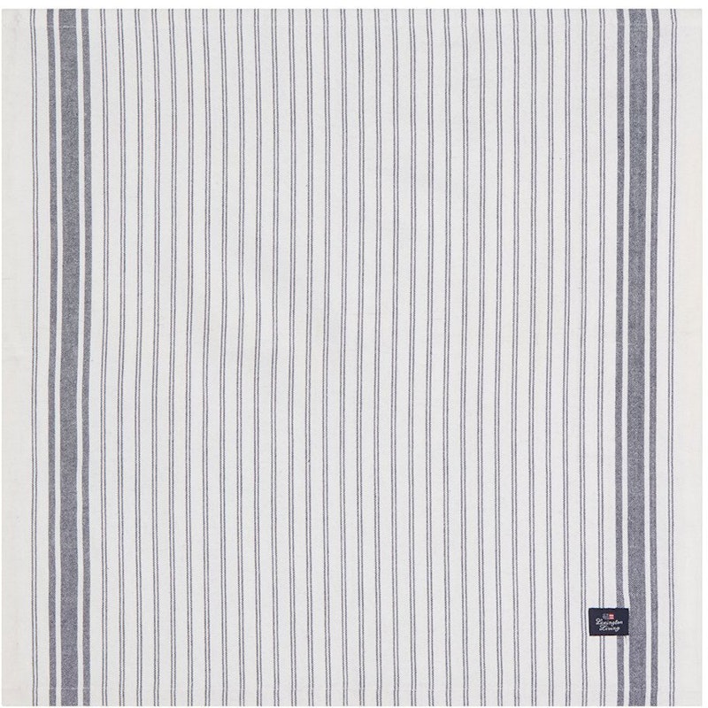 Icons Striped Organic Cotton Oxford Serviette, Weiß / Dress Blue