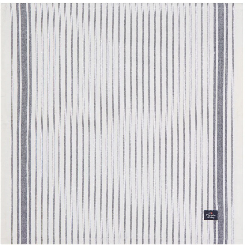 Icons Striped Organic Cotton Oxford Serviette, Weiß / Dress Blue