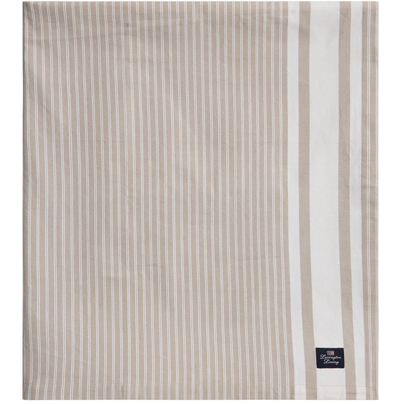 Icons Striped Organic Cotton Oxford Tischdecke 180x180 cm, Beige / Weiß