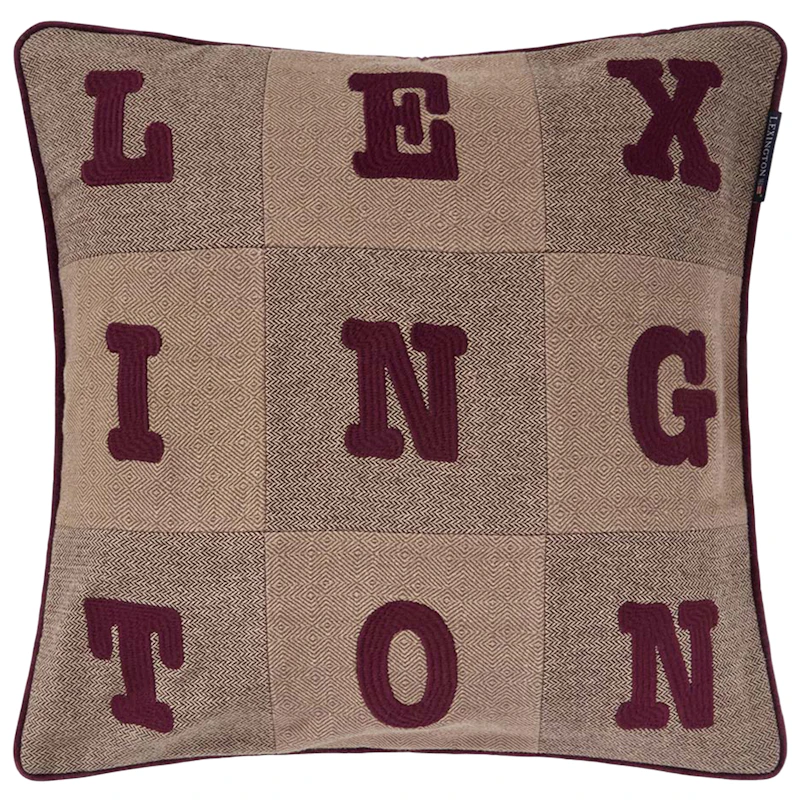 Letter Kissenbezug 50x50 cm, Beige / Braun / Feigen