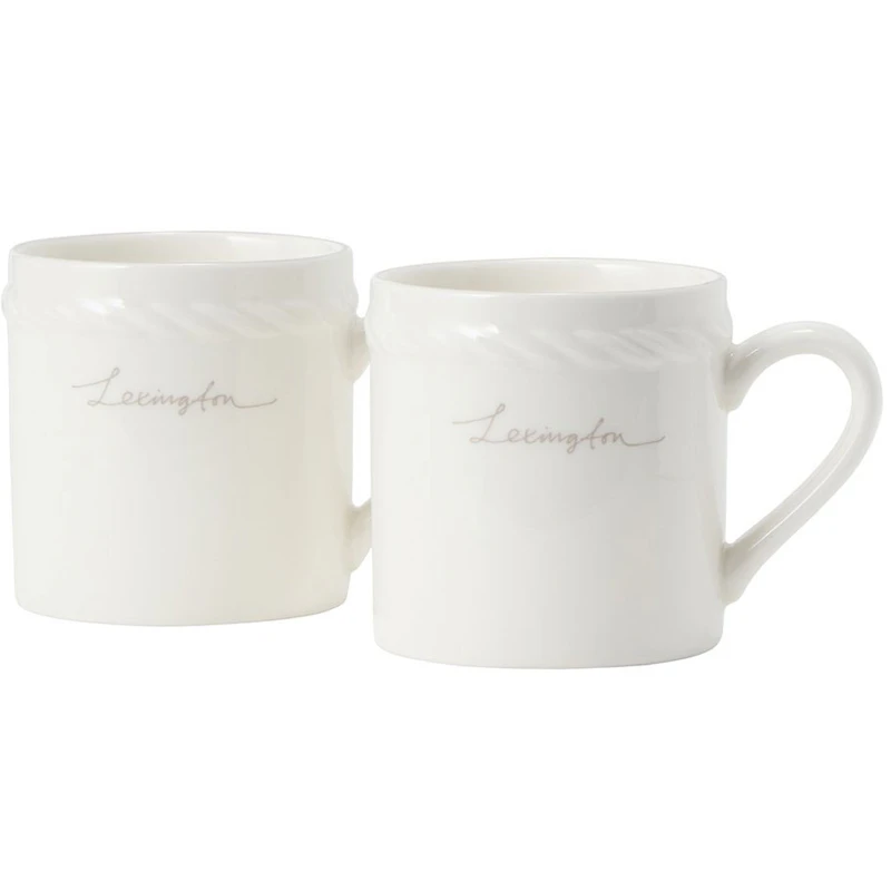 Lexington Porcelain Espressotasse 5 cm 2-er Set, Weiß / Beige
