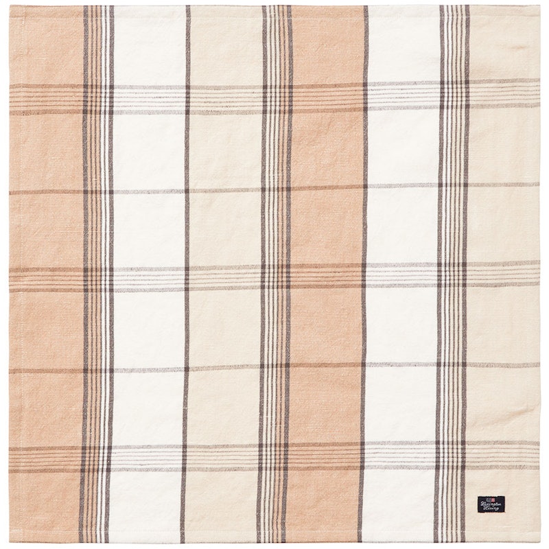 Linen/Cotton Checked Stoffserviette 50x50 cm, Weiß/Beige