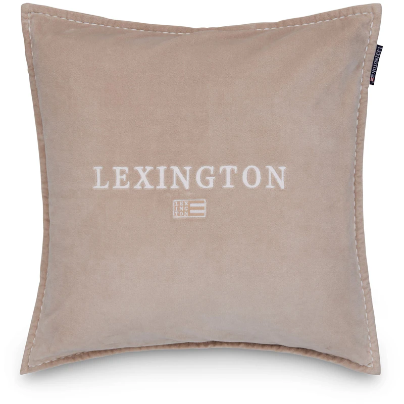 Logo Organic Cotton Velvet Kissenbezug 50x50 cm, Weiß / Beige