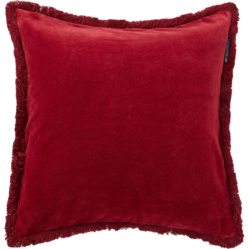 Organic Cotton Velvet Fringe Pillow Cover Kissenbezug 50x50 cm, Rot