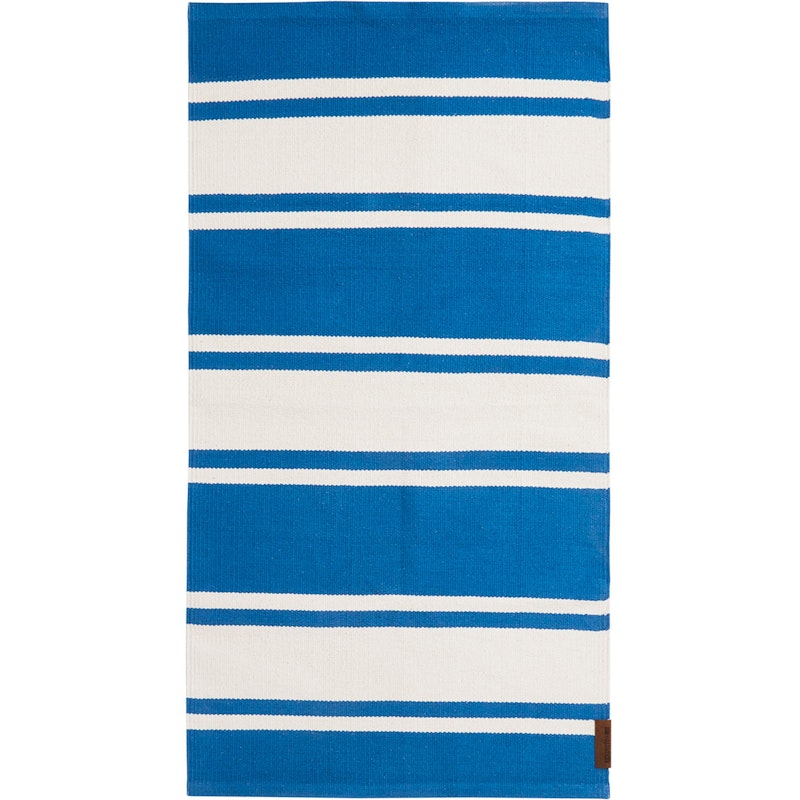 Organic Striped Cotton Teppich 70x130 cm, Blau