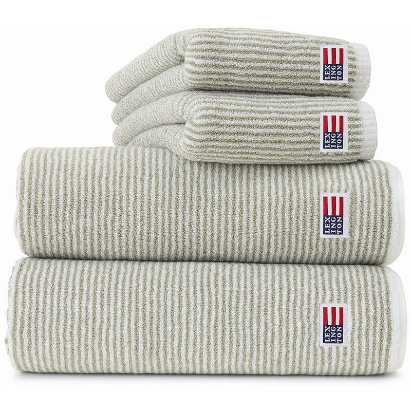 Original Striped Handtuch Weiß / Vintage Green, 50x70 cm