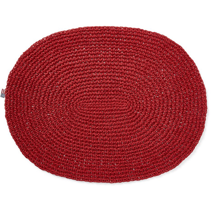 Oval Paper Straw Tischset 35x45 cm, Rot