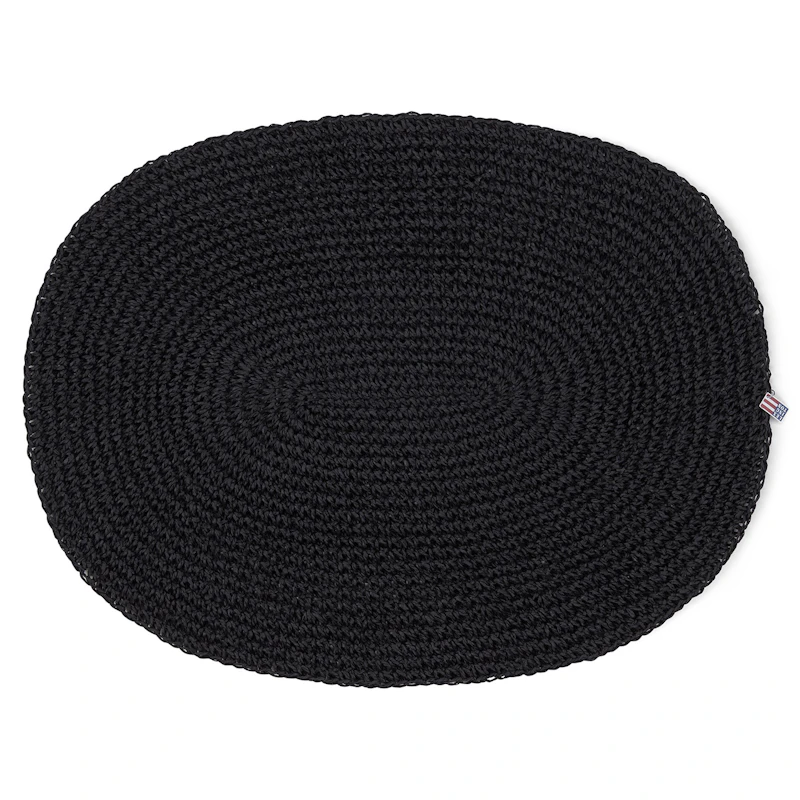 Oval Paper Straw Tischset 35x45 cm, Schwarz