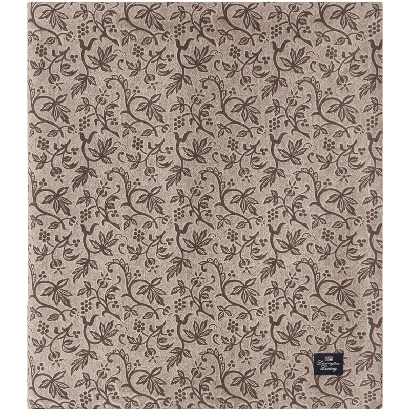 Printed Recycled Cotton Tischdecke 150x250 cm, Braun/Beige