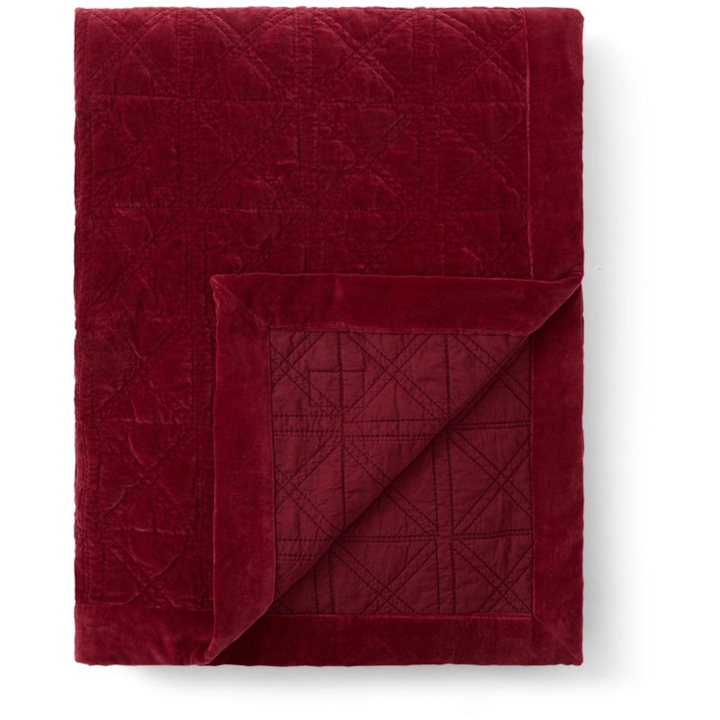 Quilted Organic Cotton Velvet Tagesdecke 260x240 cm, Rot