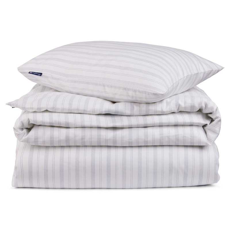 Striped Lyocell/Cotton Bettwäscheset 220x220 cm, Weiß/Nebel Blau